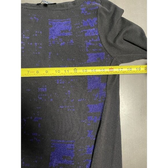 Elie Tahari Design by Nation Sweater Dress Chenille Mix Knit Black Blue Combo - Picture 9 of 12